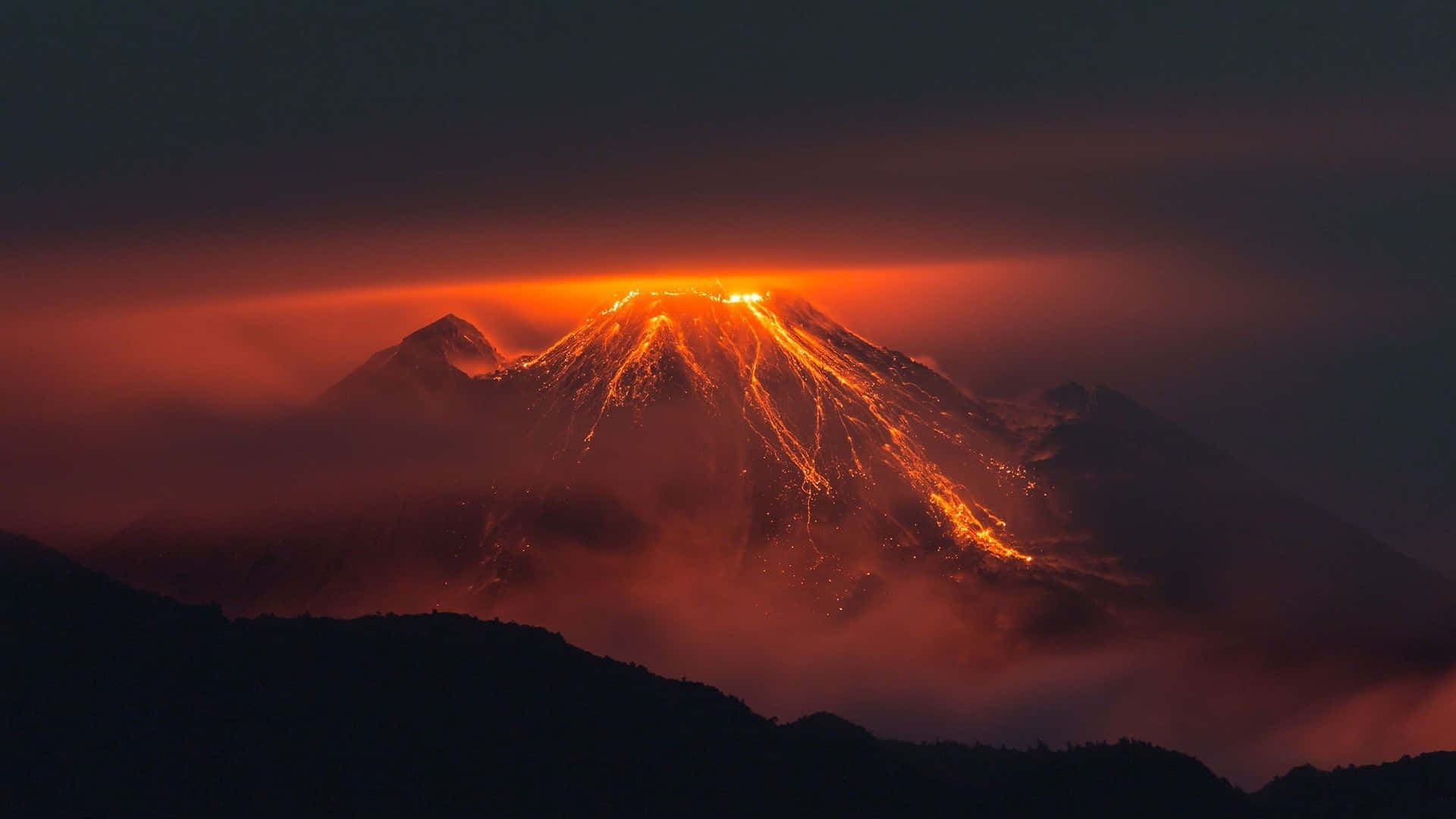 Flowing Molten Magma Volcano