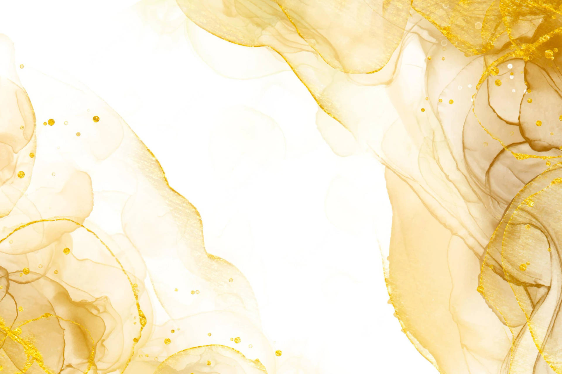 Flowing White And Gold Splotches Background