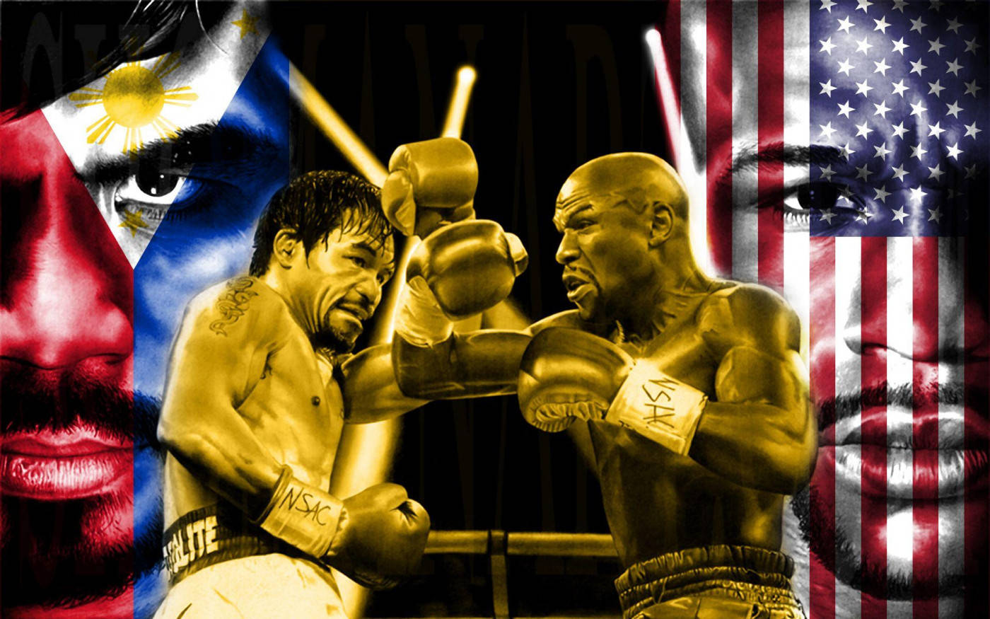 Floyd Mayweather Manny Pacquiao Squaring Off Background