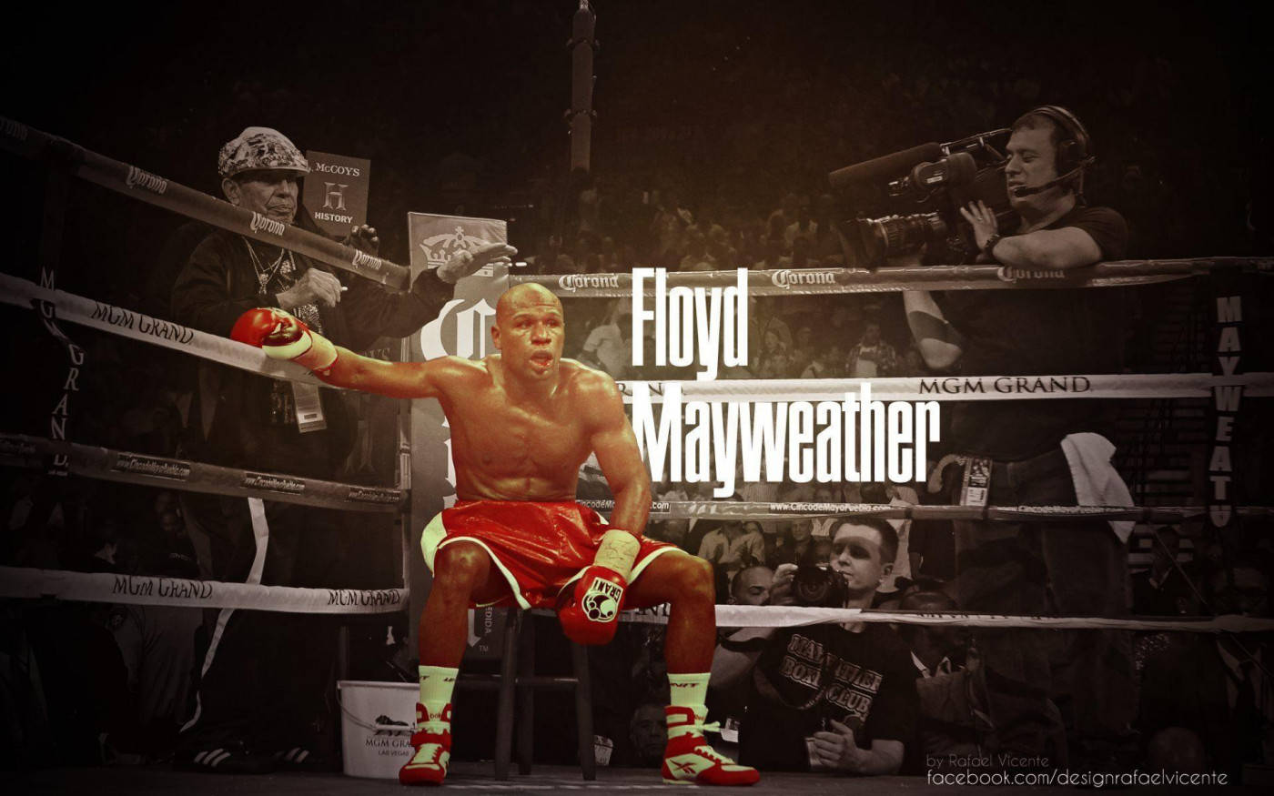 Floyd Mayweather One Arm On Ropes Background