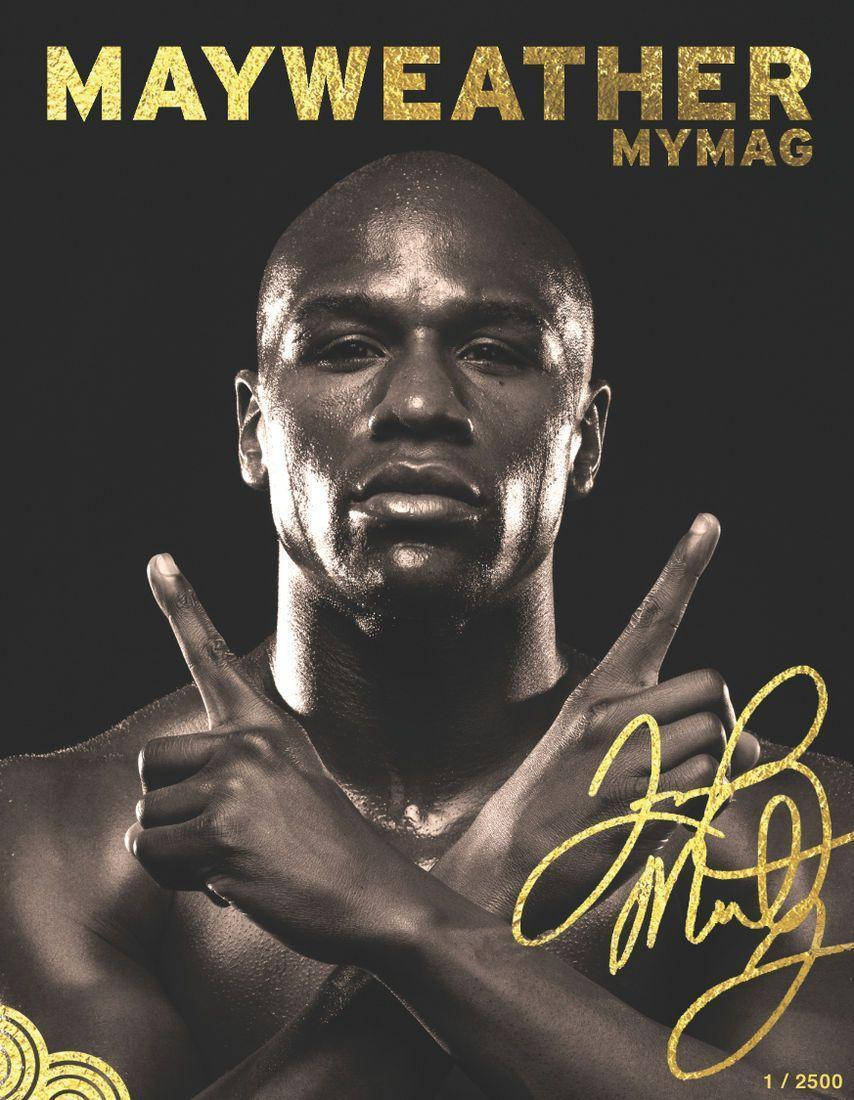 Floyd Mayweather With A Golden Signature Background