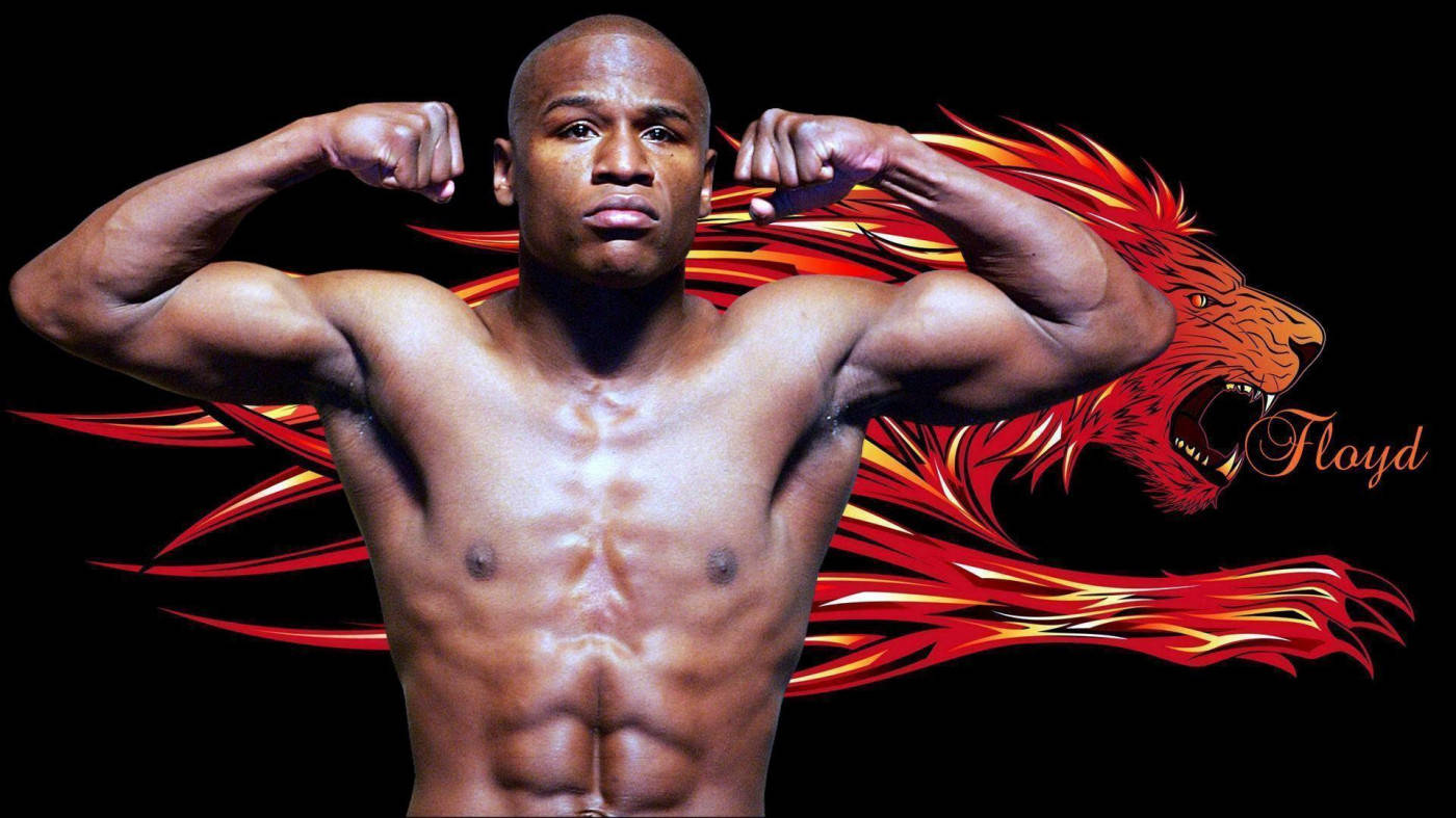 Floyd Mayweather With A Lion Backdrop Background