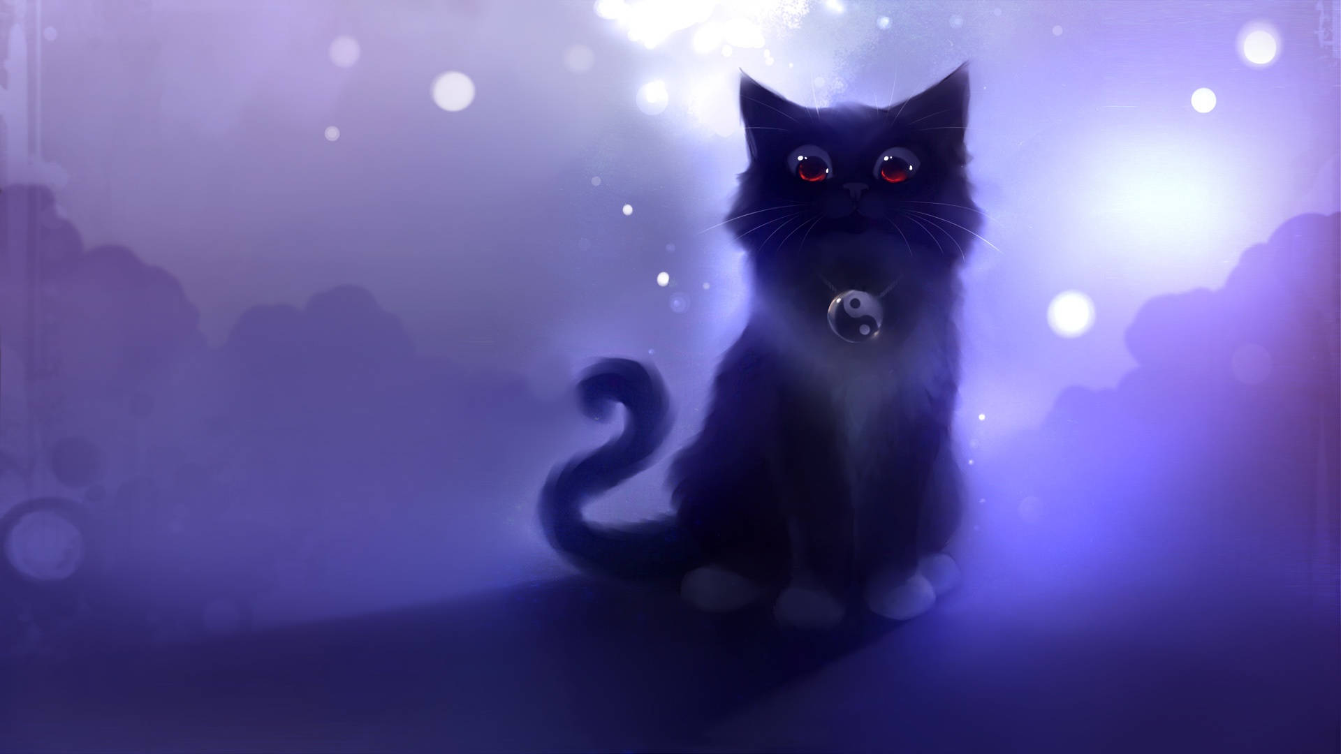 Fluffy Black Cat Computer Background