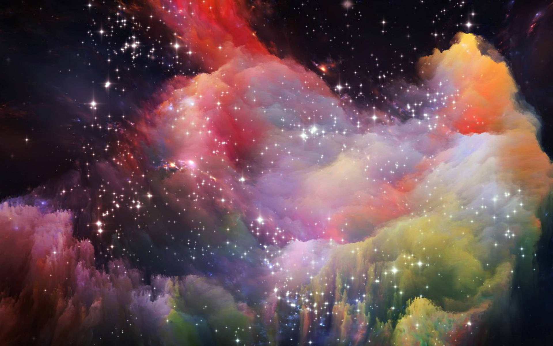 Fluffy Clouds In Rainbow Galaxy Color