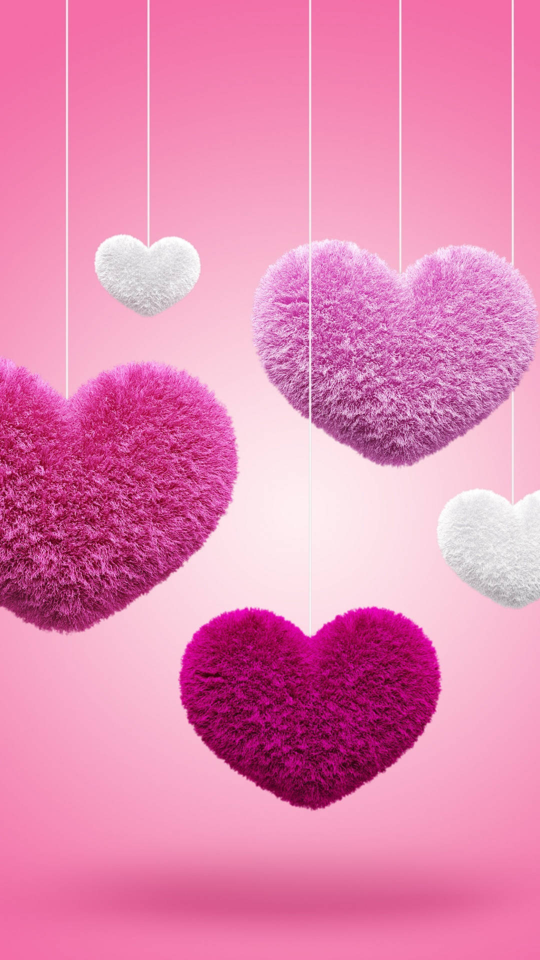 Fluffy Hanging Hearts Theme Background
