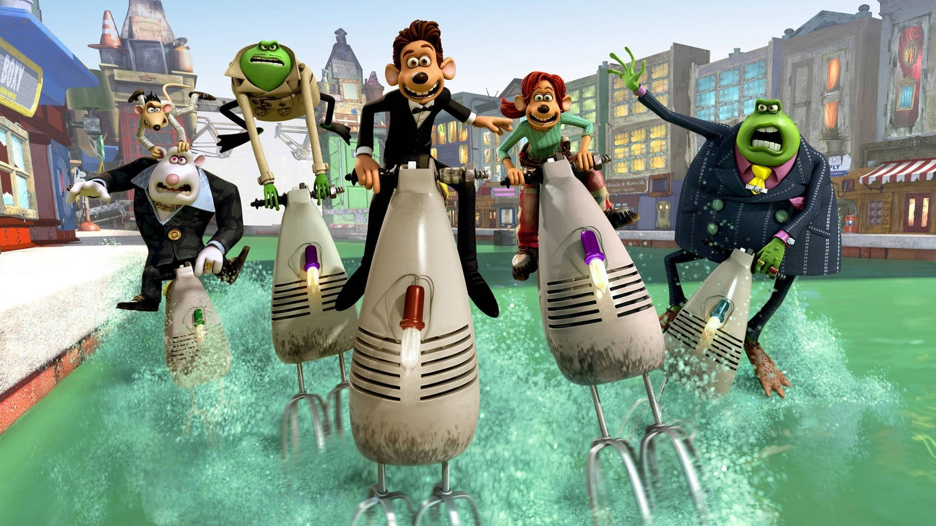 Flushed Away Characters On Electric Mixers Background