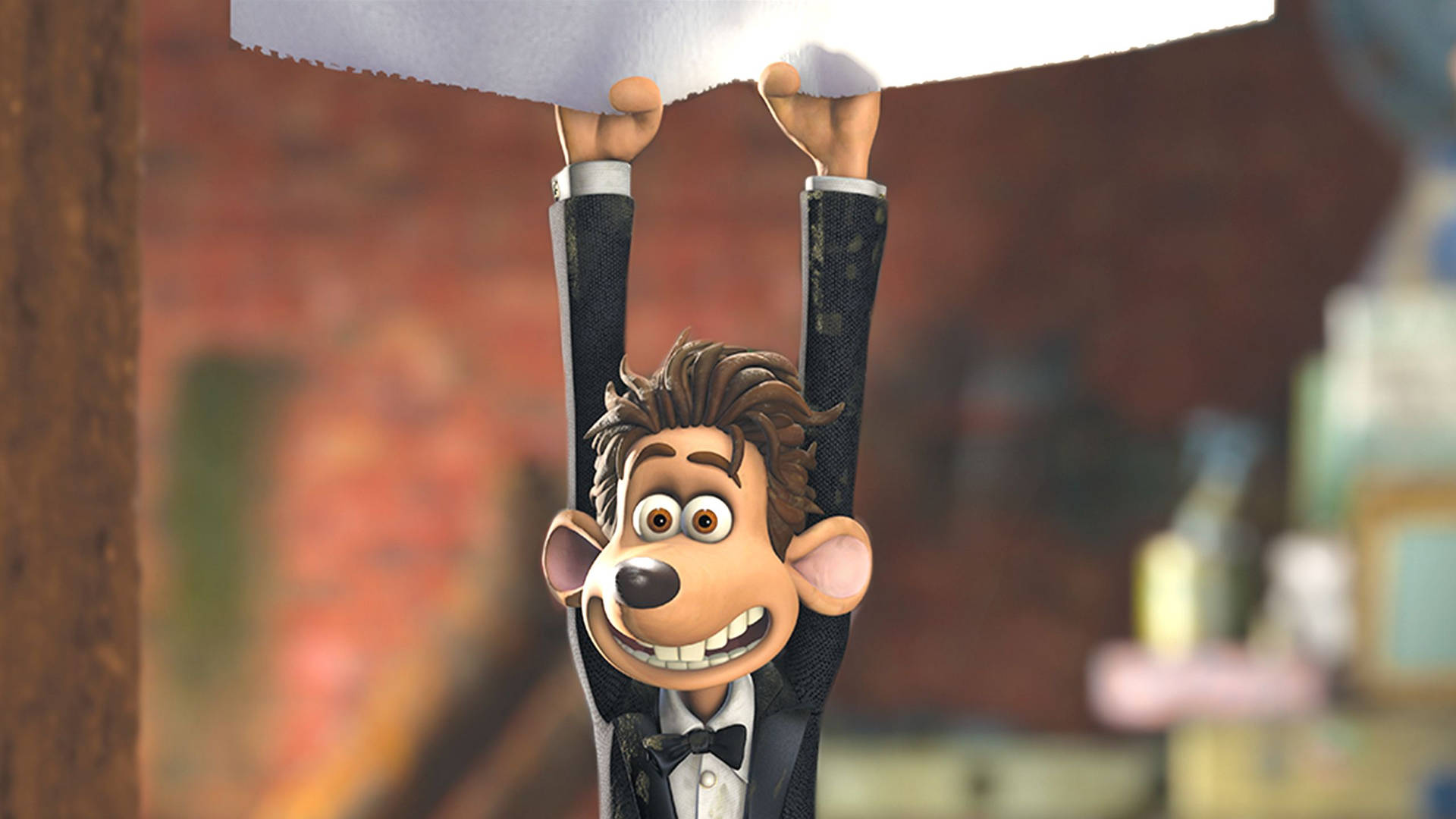 Flushed Away Roddy Hanging From Tissue Background