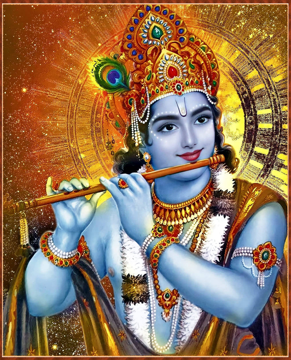 Flute-playing Lord Krishna 3d Background