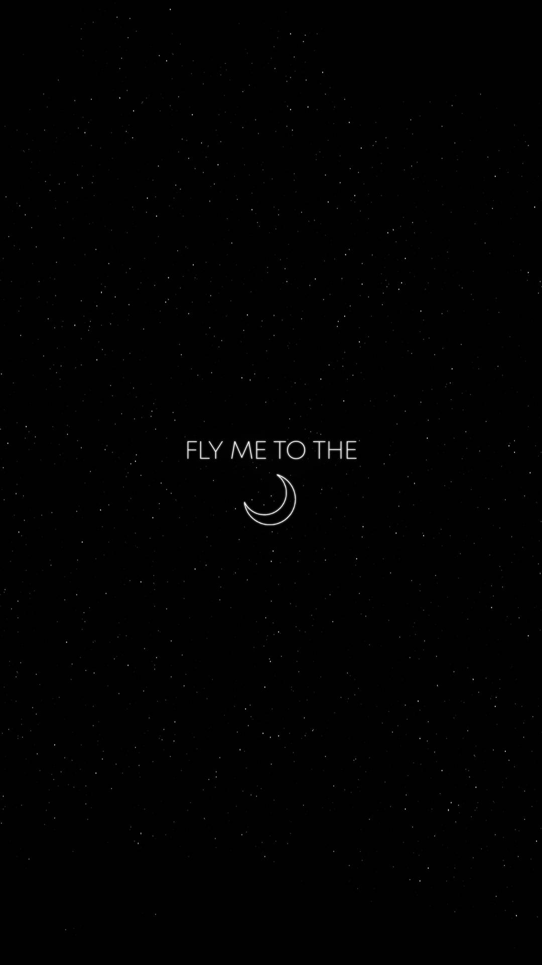 Fly To Moon Minimalist Black Phone Background