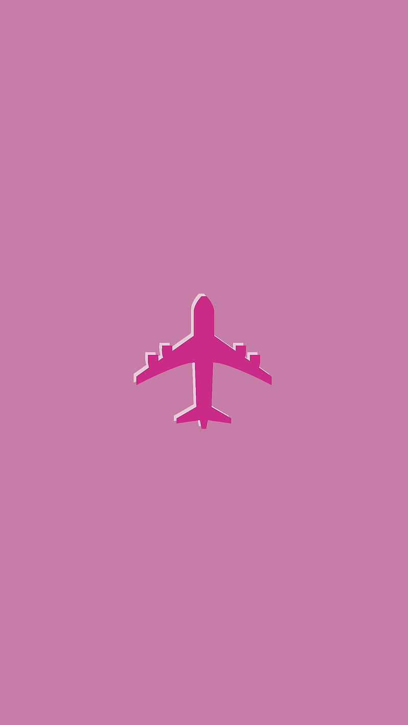 Fly Toward The Sunset In A Beautiful Pink Plane Background