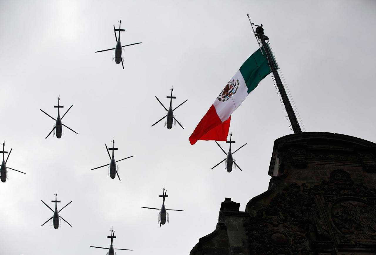 Flyby Above The Mexico Flag Background
