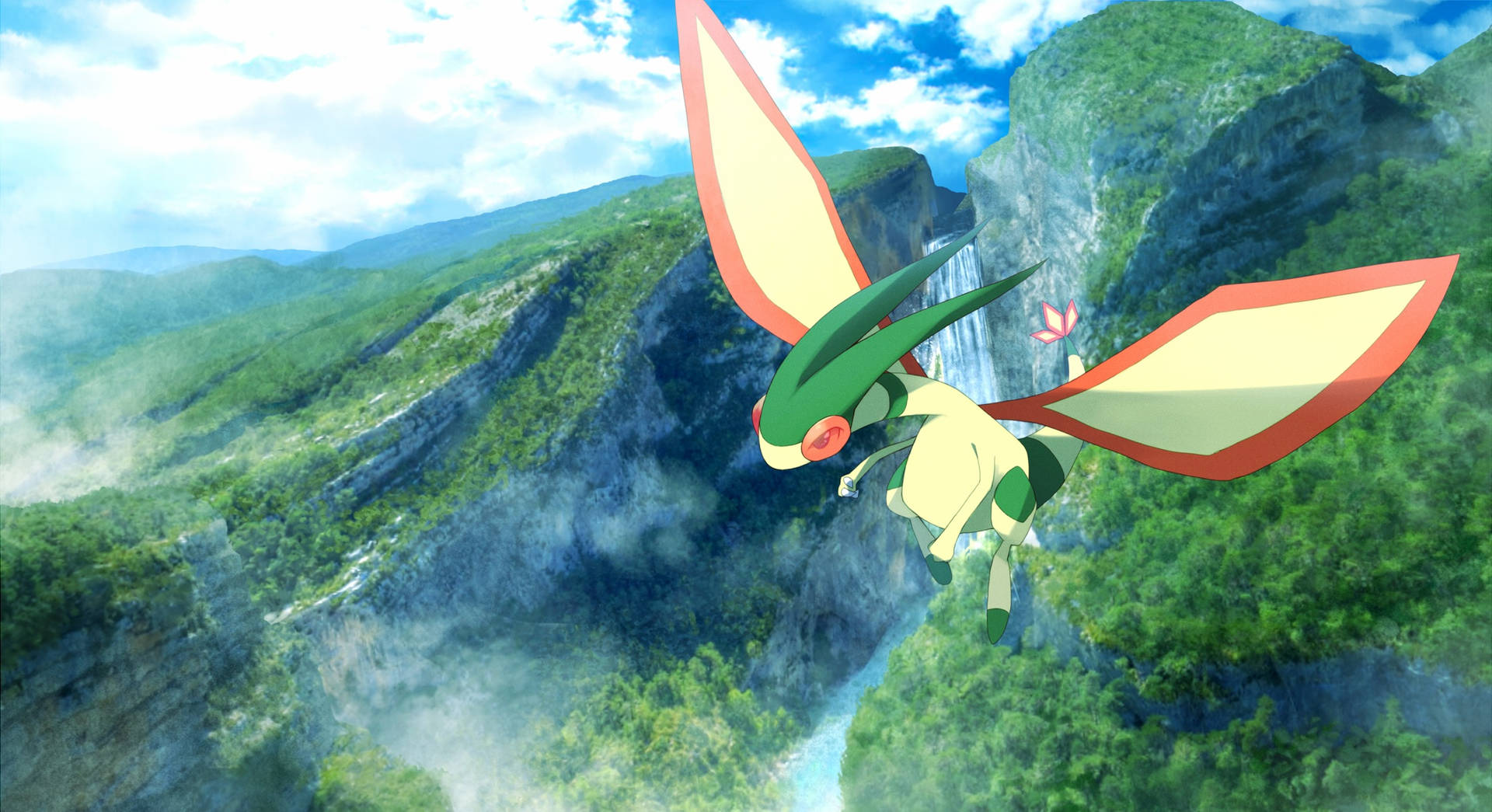 Flygon Flying Above The Mountains