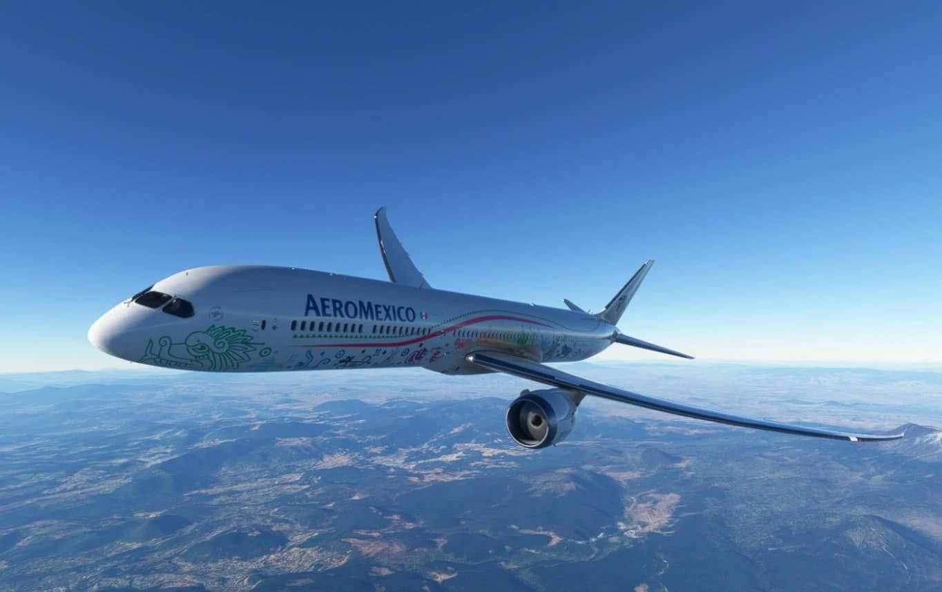 Flying Aeromexico Airline Boeing 787-9 Dreamliner Background