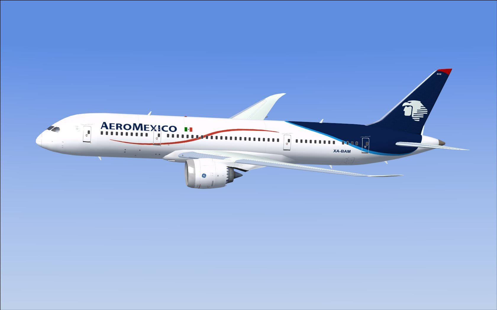 Flying Aeromexico Airline Boeing 787-9 Dreamliner Plane Background