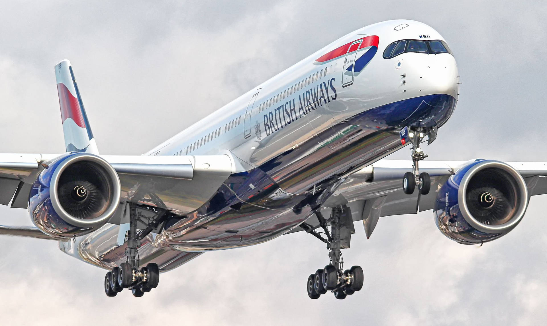 Flying Airbus A350 From British Airways Background