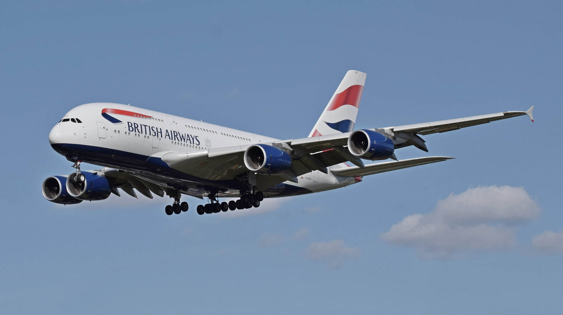 Flying Airbus A380 From British Airways Background