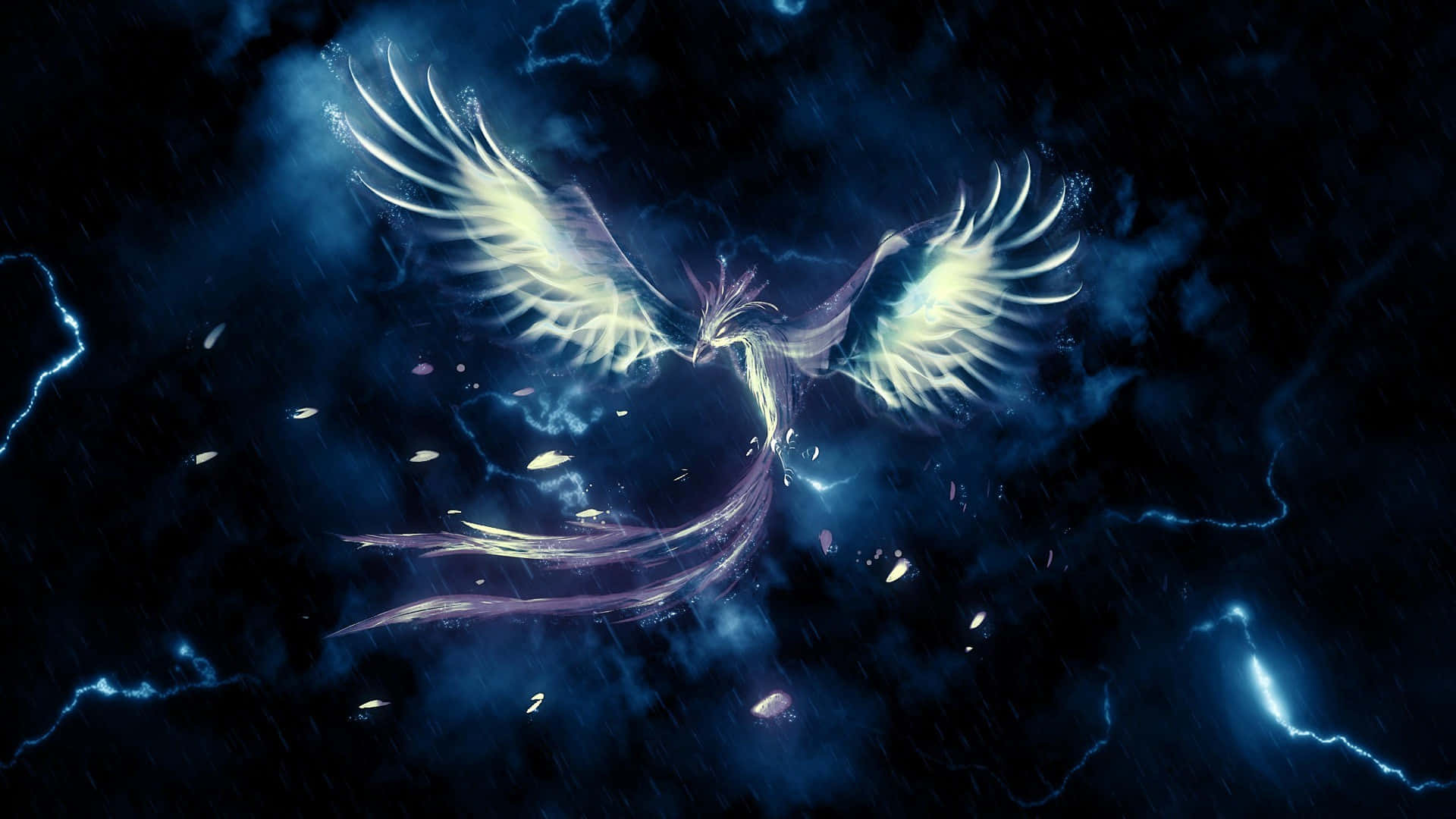 Flying Articuno With Lightning Graphics Background