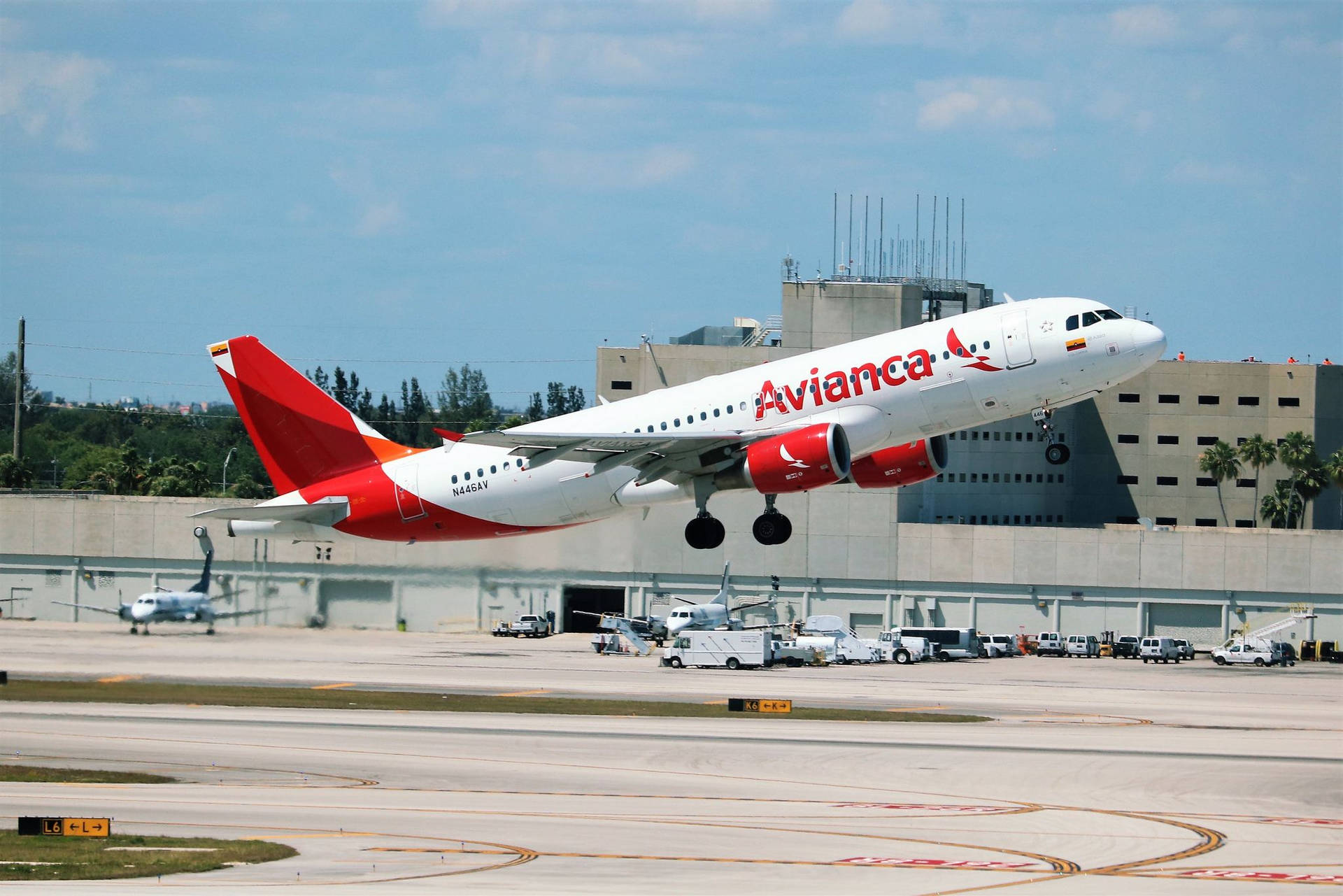 Flying Avianca Carrier Airbus A320 Aircraft Take Off