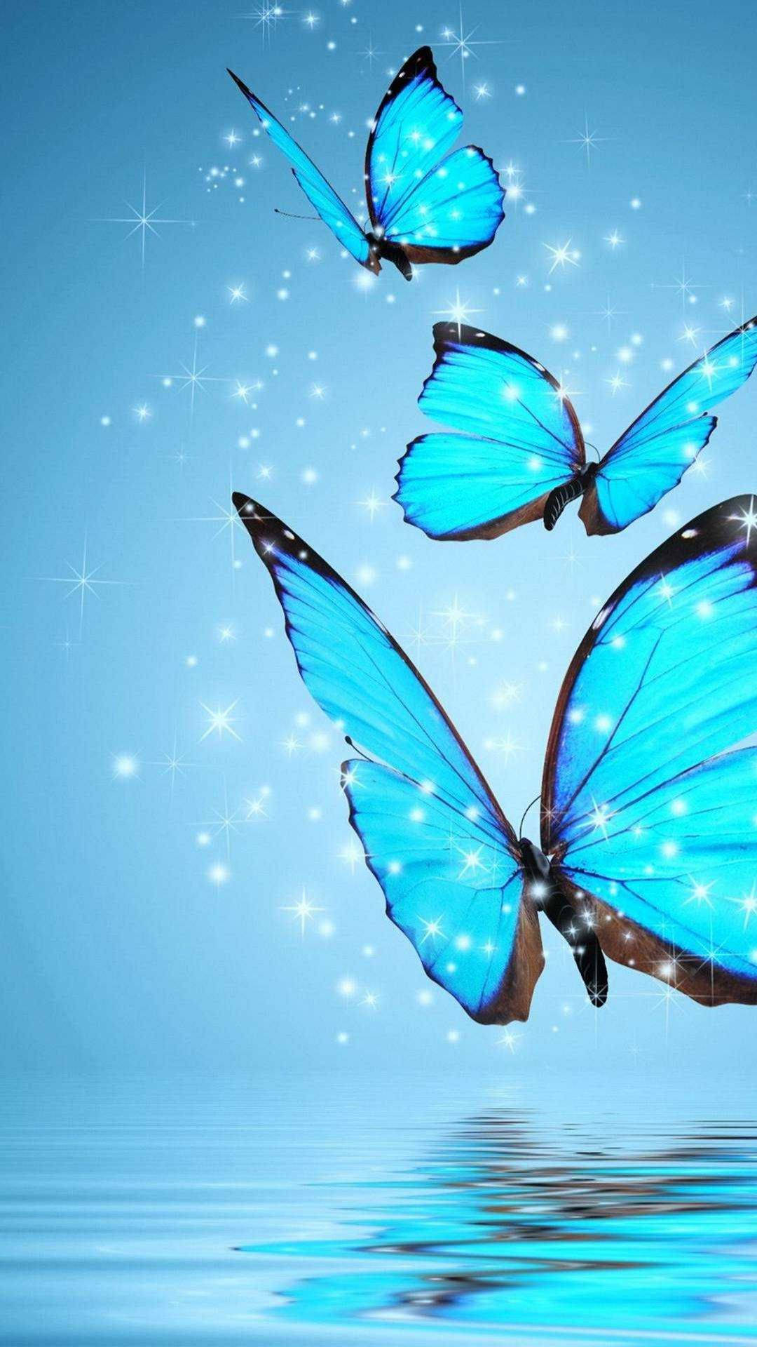 Flying Baby Blue Butterflies Background