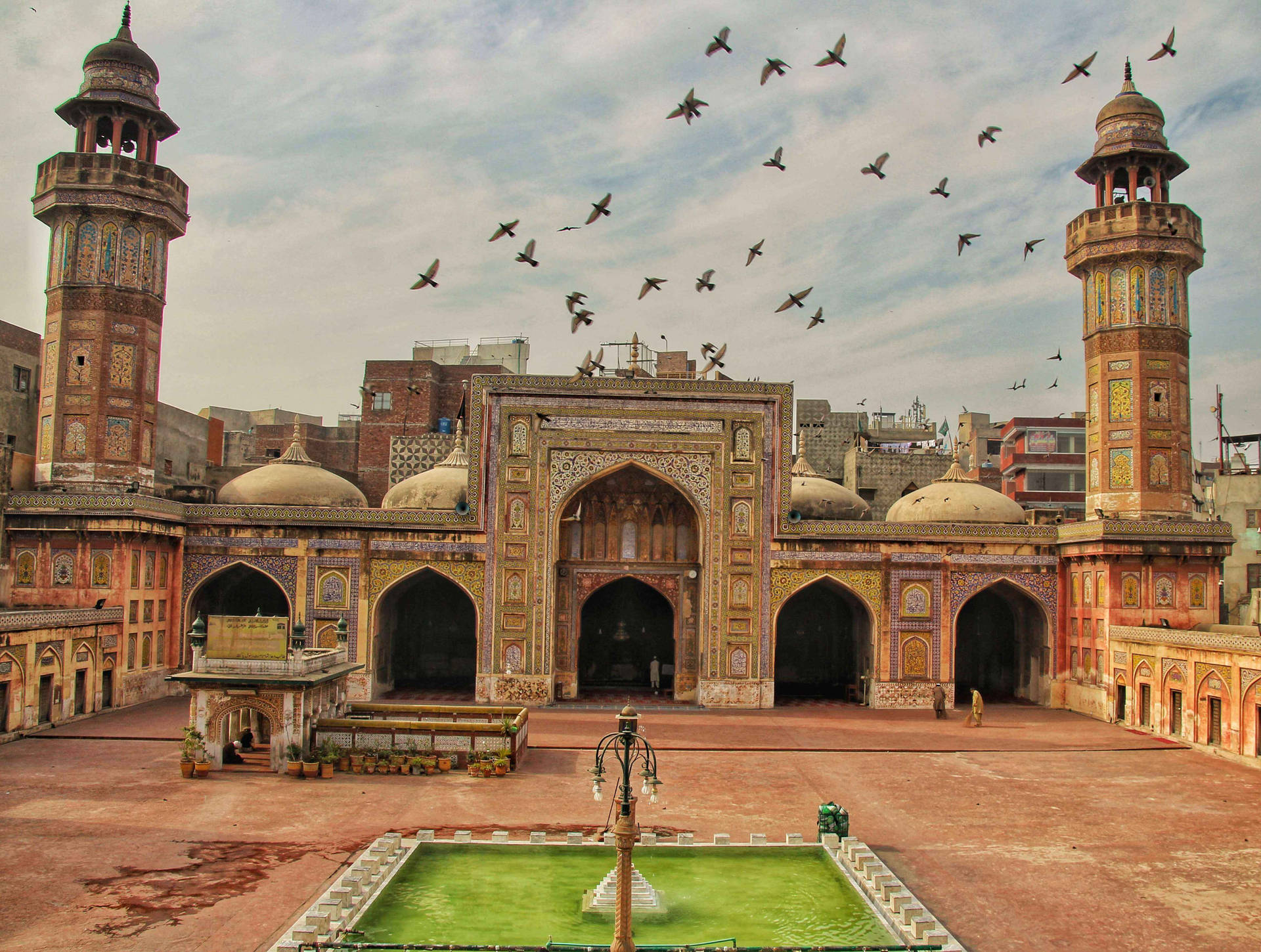 Flying Birds In Lahore Background