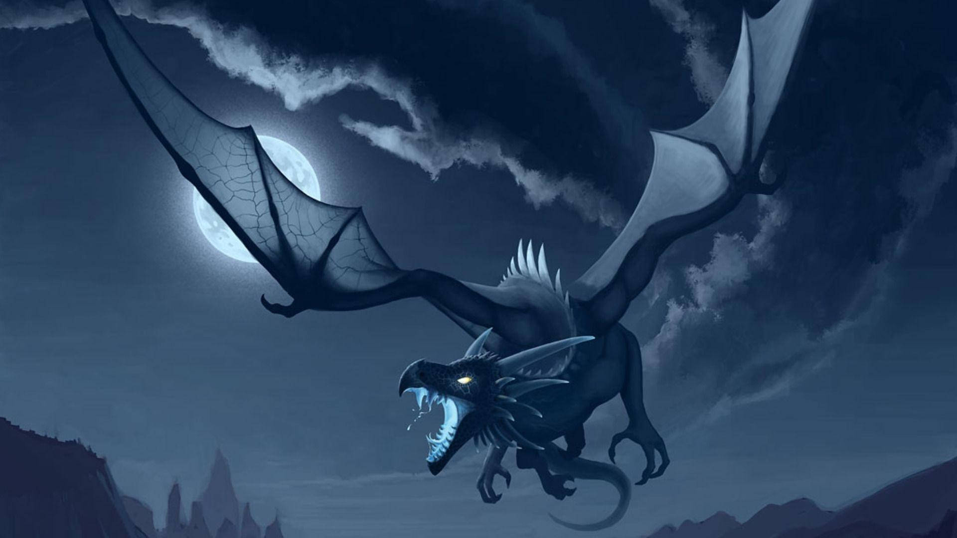 Flying Black Earth Dragon Background