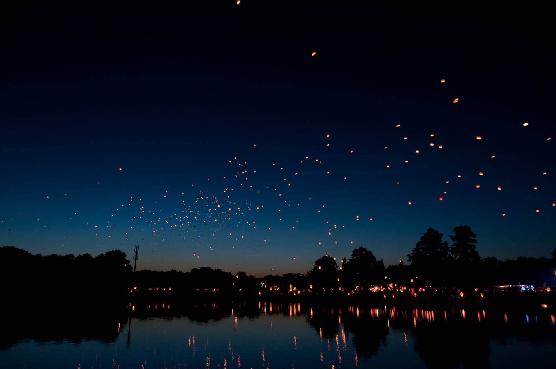 Flying Chinese Lanterns Background