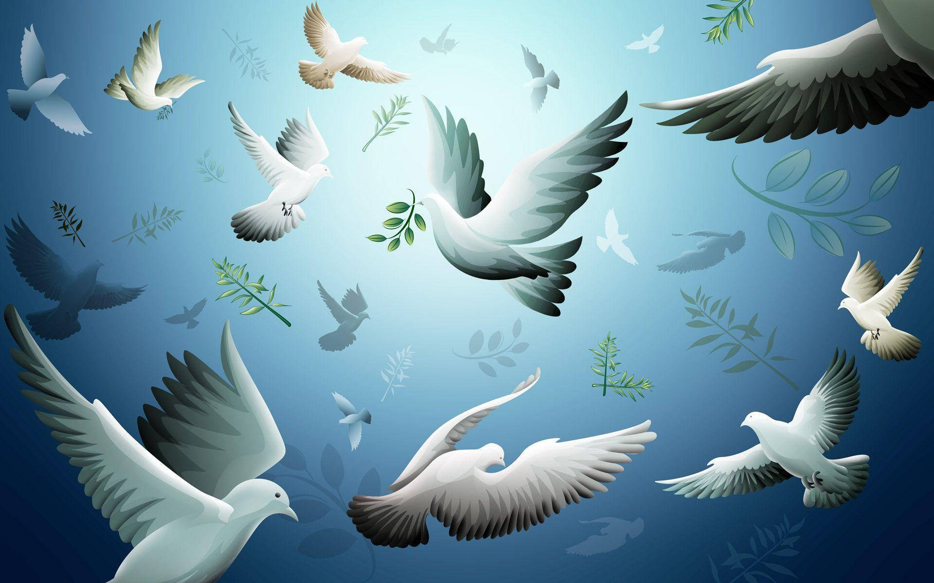 Flying Doves For World Peace Background