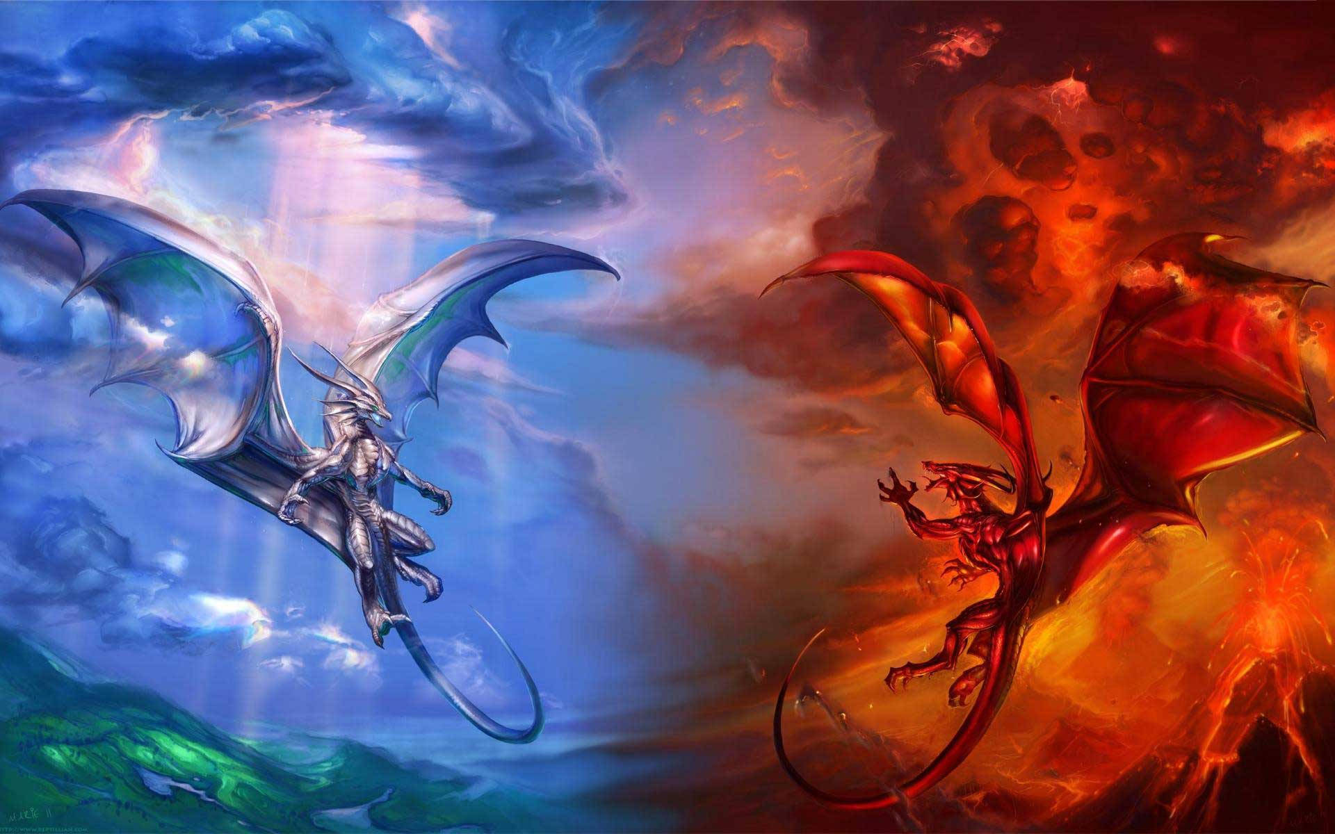 Flying Dragons Ice Vs Fire Background