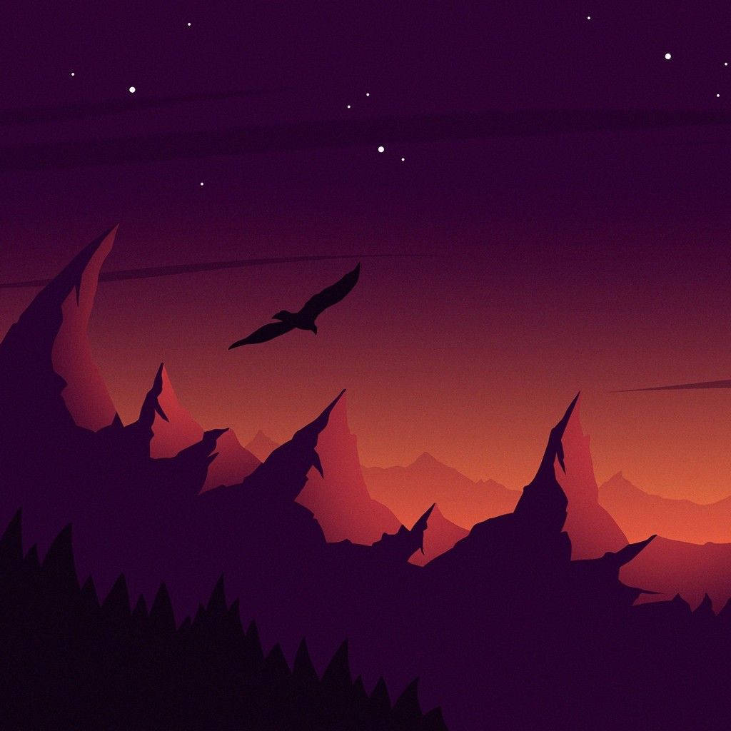 Flying Eagle Mountainscape Illustration Iphone