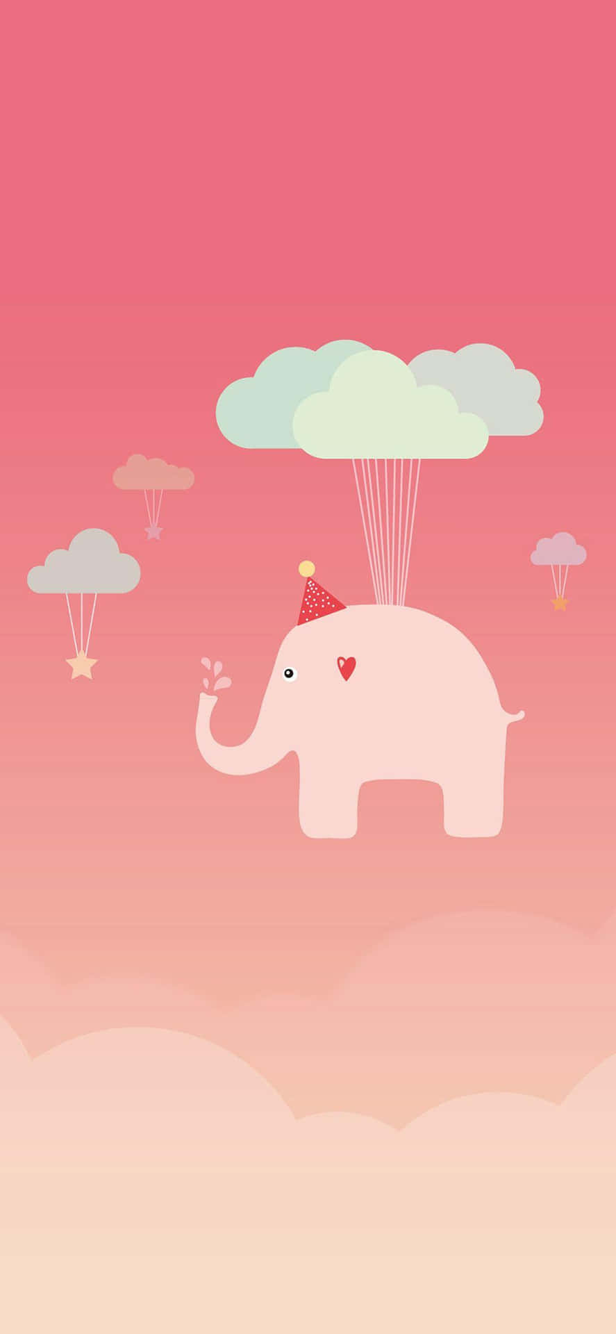 Flying Elephant Cute Art Illustration Background