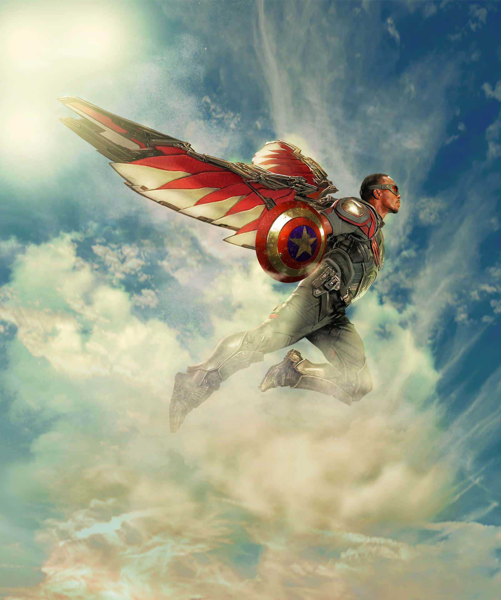 Flying Falcon Marvel Vibranium Shield Background