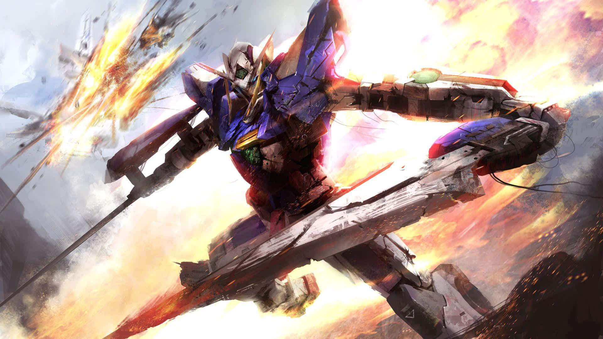 Flying Gundam Desktop Background