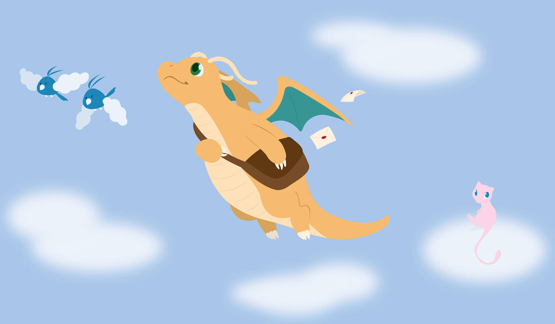 Flying High With A Dragonite Background