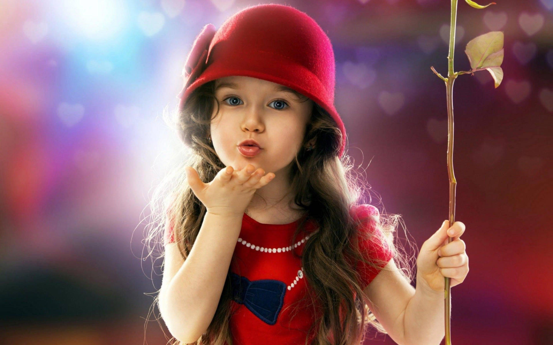 Flying Kiss Cute Baby Girl Background