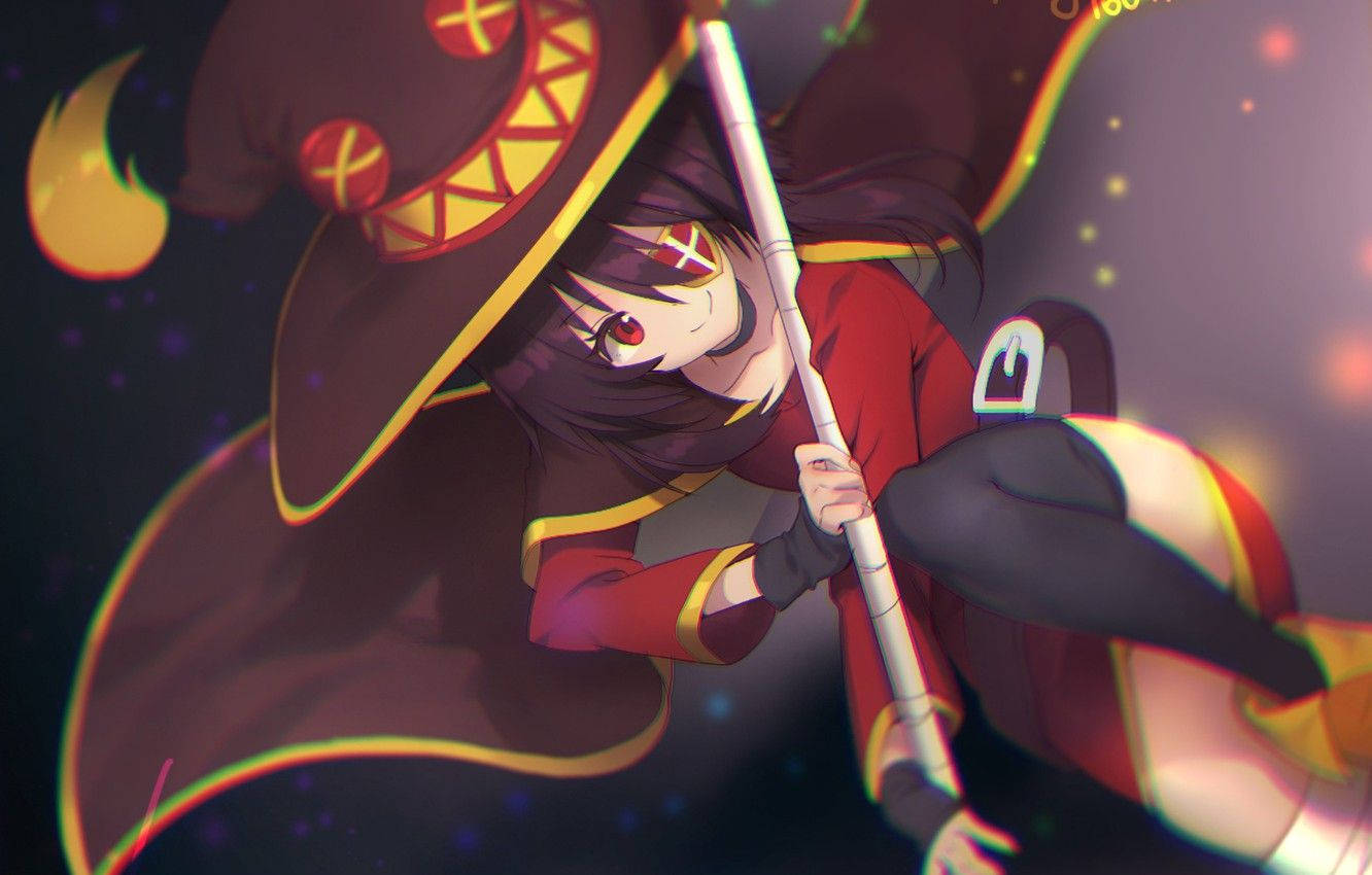 Flying Megumin With Eyepatch Background