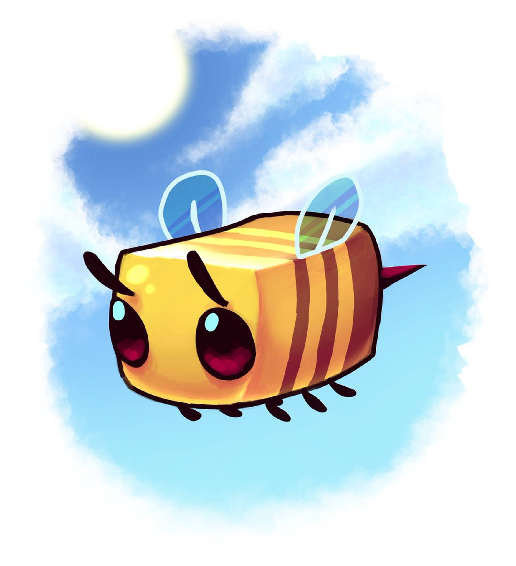 Flying Minecraft Bee Art Background