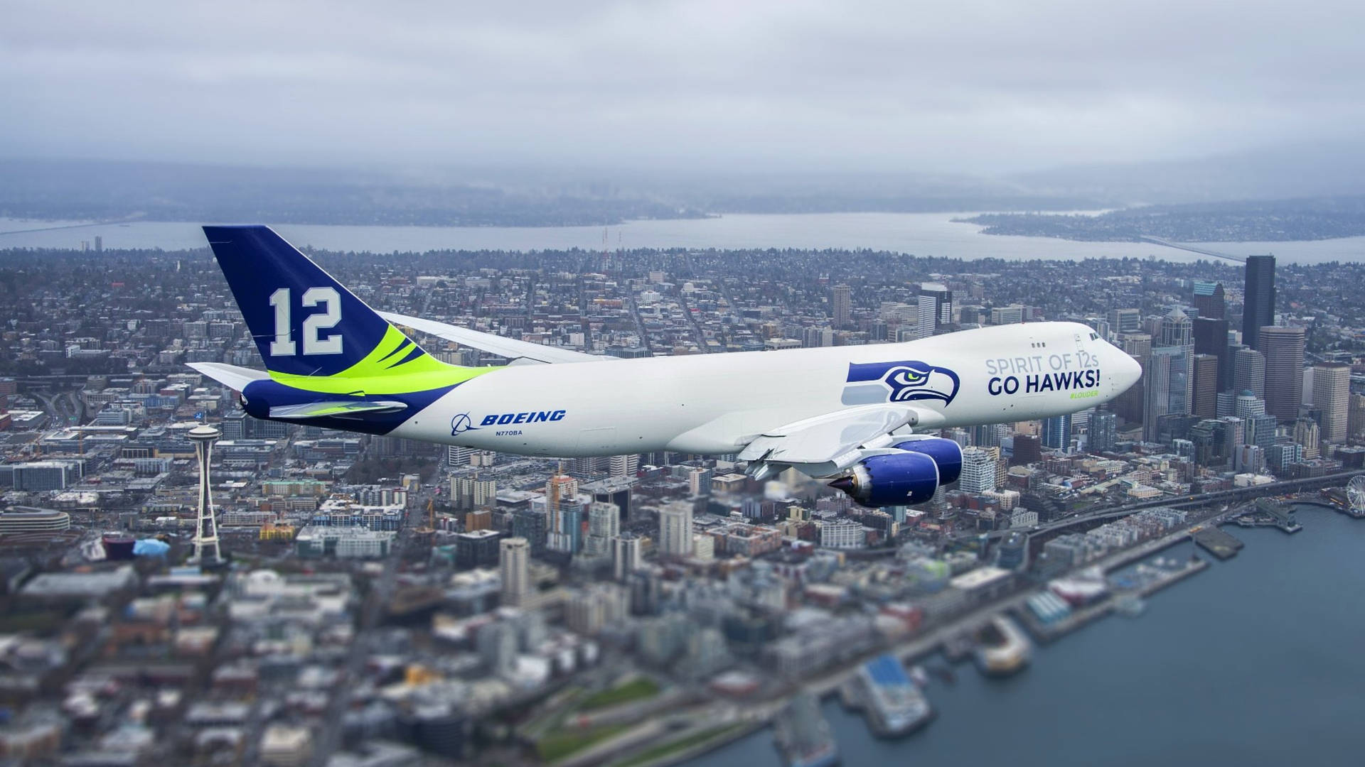 Flying Over City Boeing Airplane 4k Background