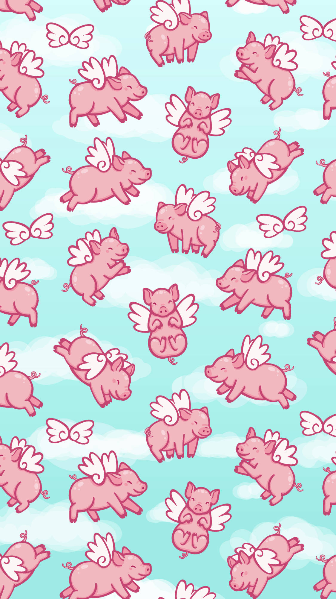Flying Piggy Pattern Art Background