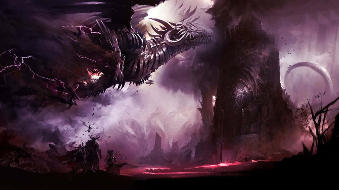 Flying Purple Dragon In Metal Form Background