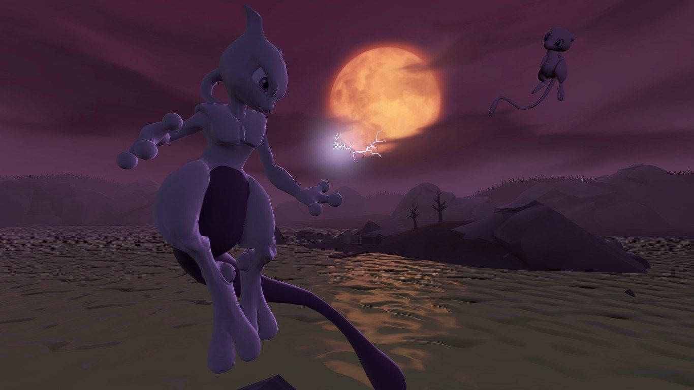 Flying Shiny Mewtwo Background