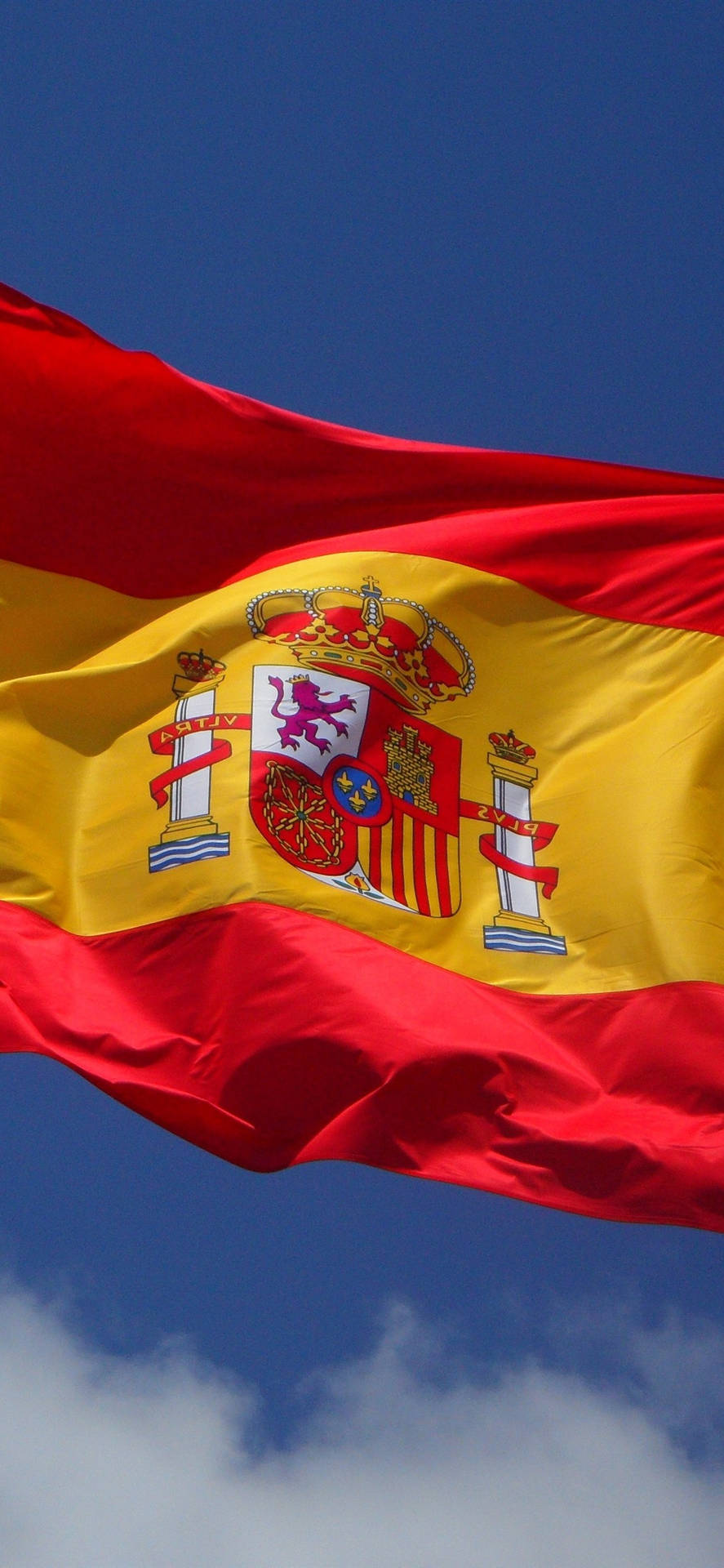 Flying Spain Flag Coat Of Arms Background