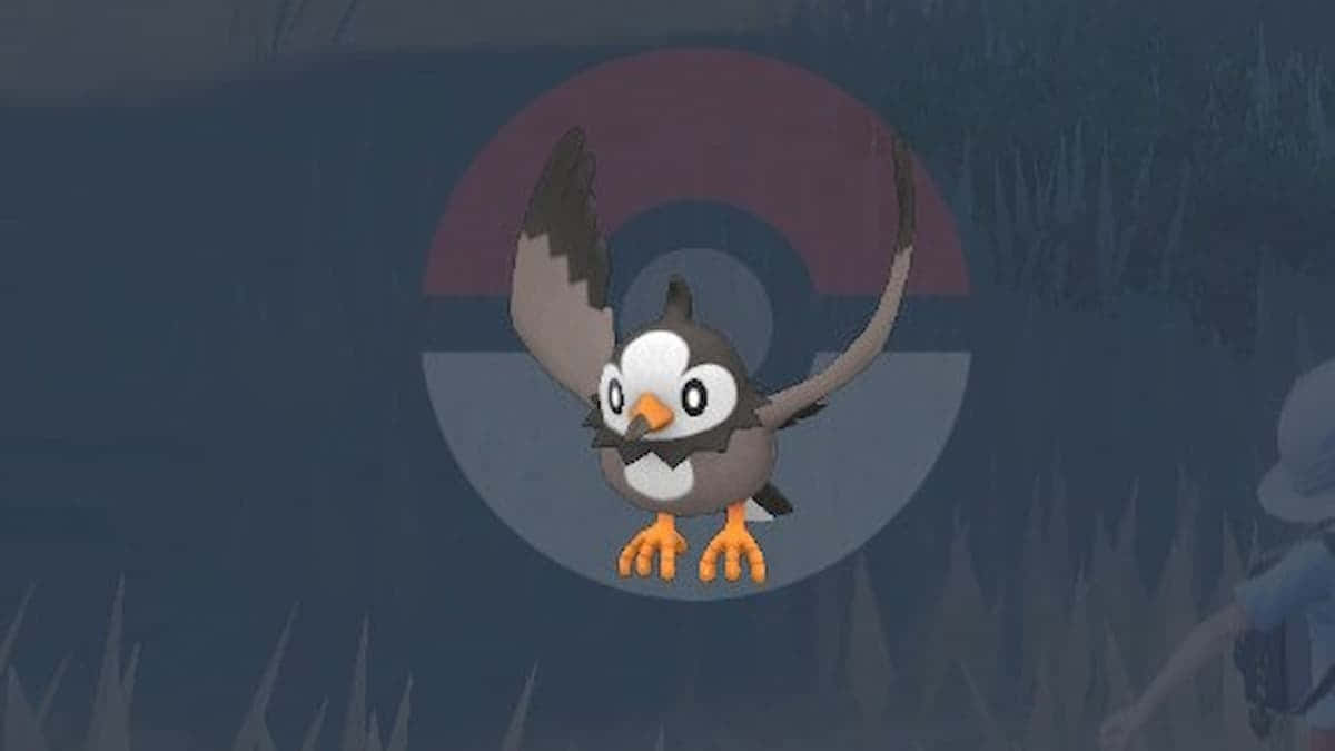 Flying Starly With Pokeball Background
