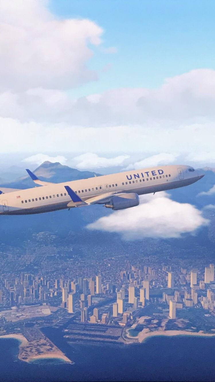 Flying United Airlines Plane