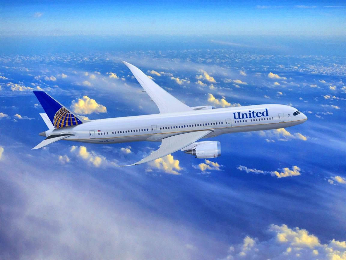 Flying United Airplane Background