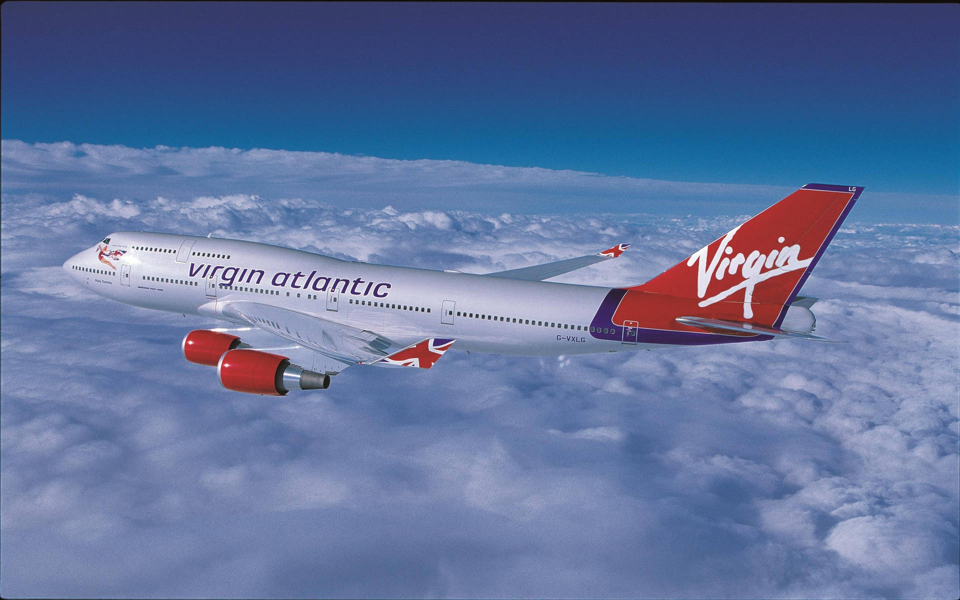 Flying Virgin Atlantic Airplane Background