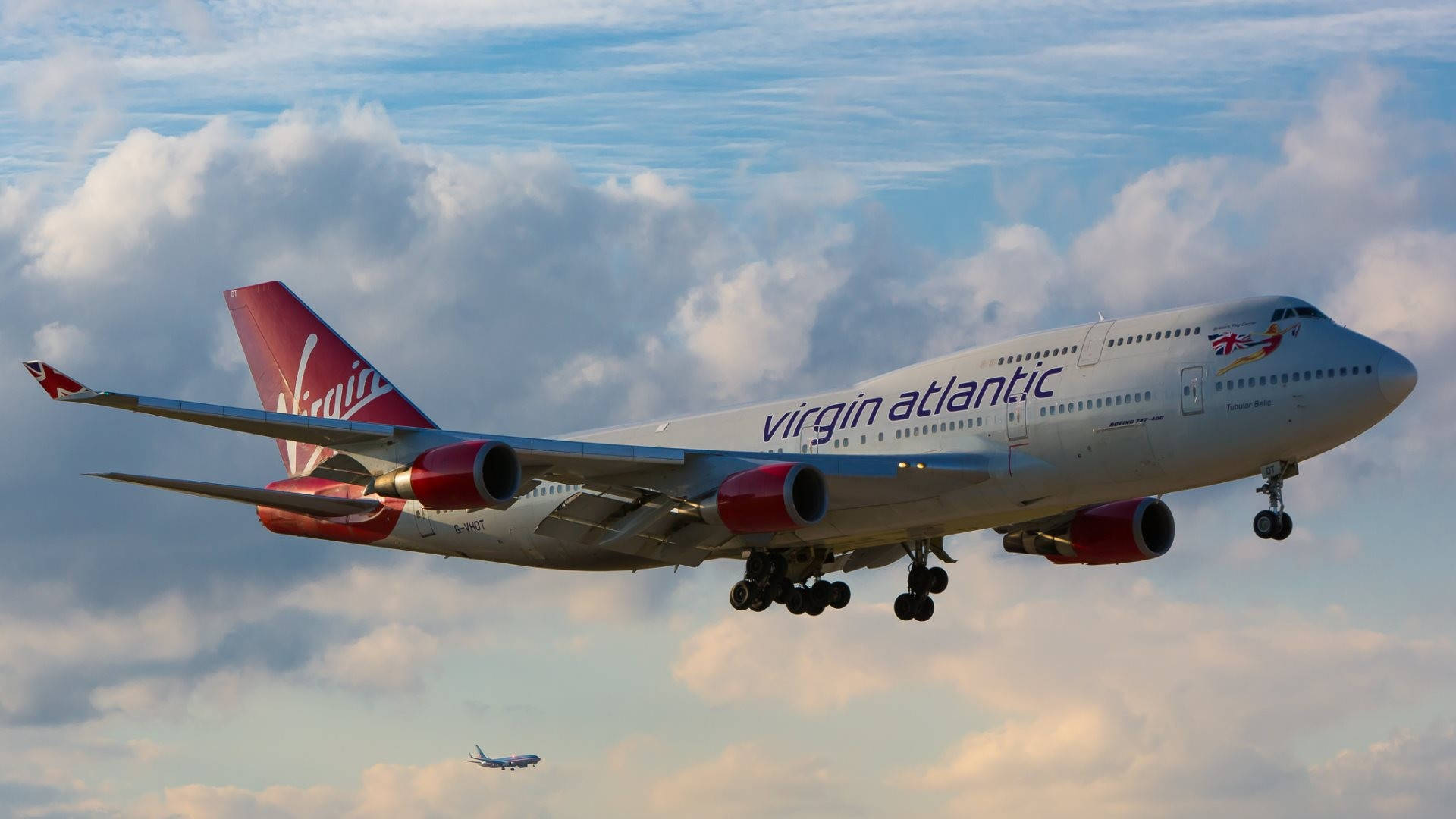 Flying Virgin Atlantic Aviation Plane Background