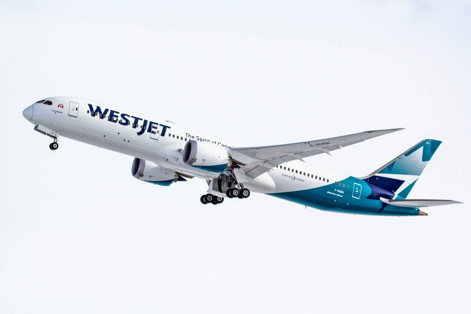 Flying Westjet Airplane Background