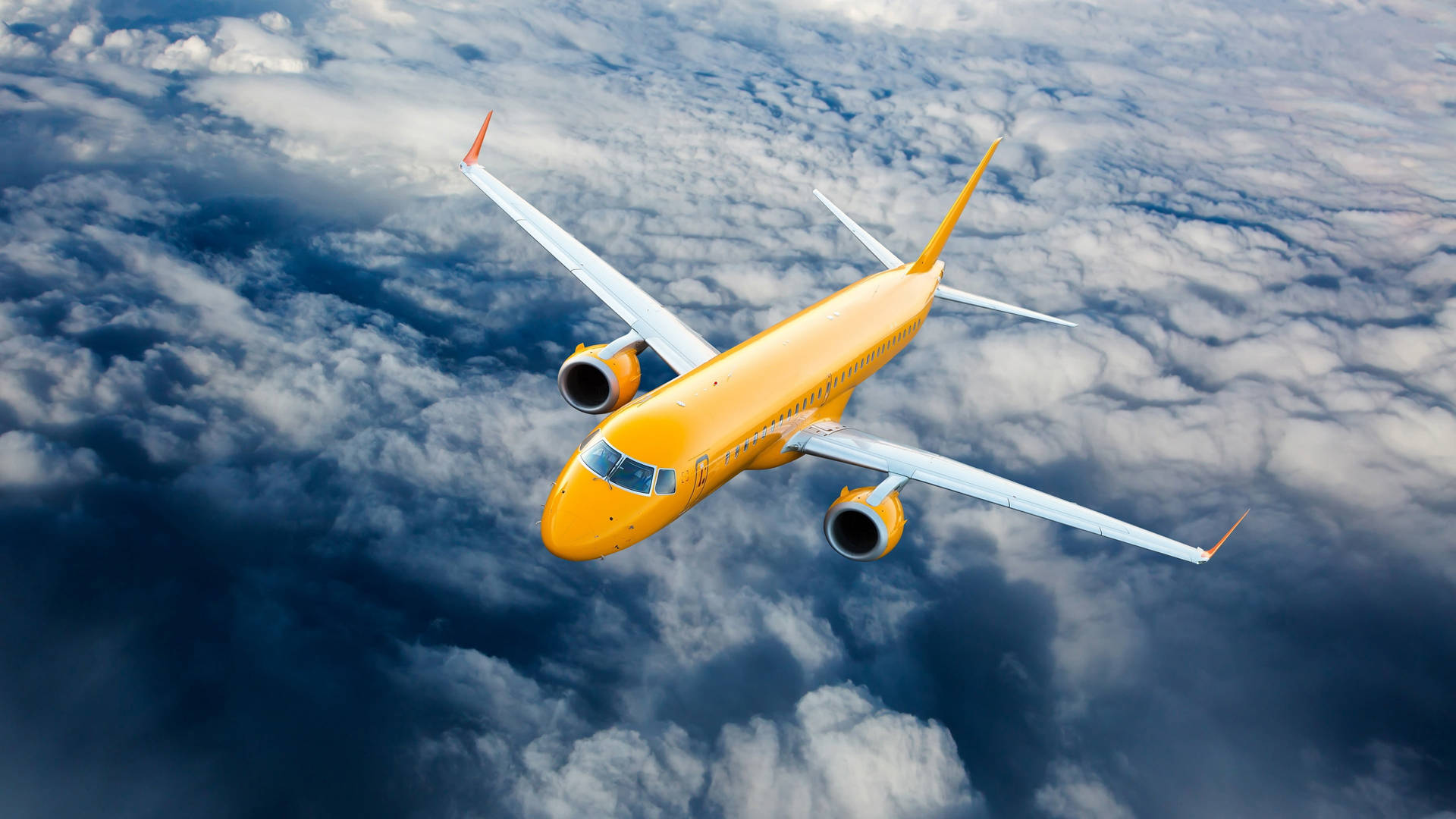 Flying Yellow Hd Plane Background