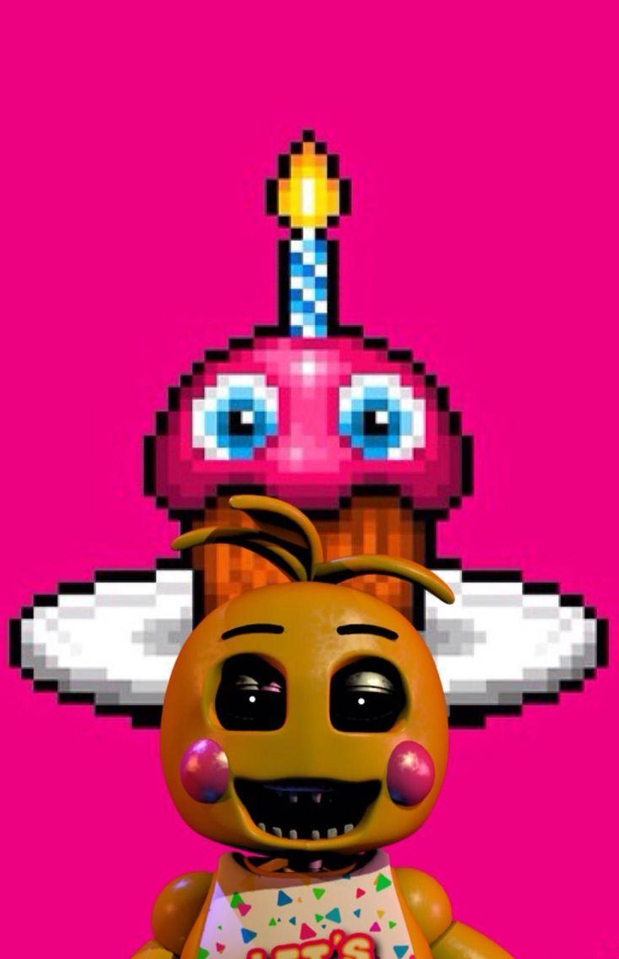Fnaf Chica With Pixelated Cupcake
