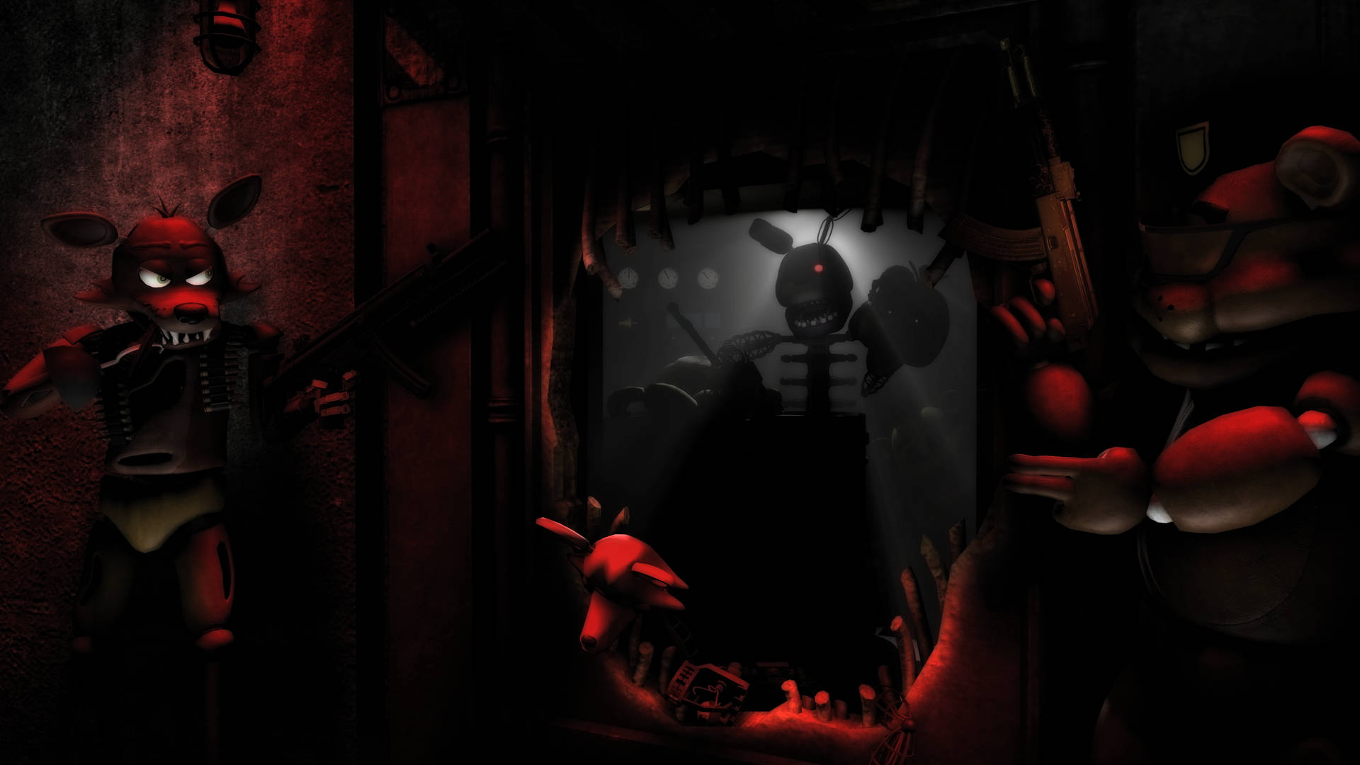 Fnaf Toy Foxy And Freddy Toy Mangle Background